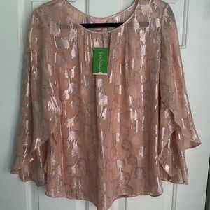 Lily Pulitzer Metallic Palm Tree Blouse - NWT Size Large